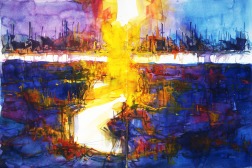 CW2016_abstract_watercolor049 / `Fire Garden I´ / Daler-Rowney Graduate Sketchbook, 2x 21,0 x 29,7 cm / 8.3 x 11.7 in / Lukas Aquarell 1862